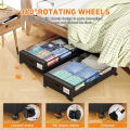 Under Bed Storage with Wheels, 2-Pack Rolling Storage Containers with Lids for Clothes,Shoes Under Bed Drawers. 