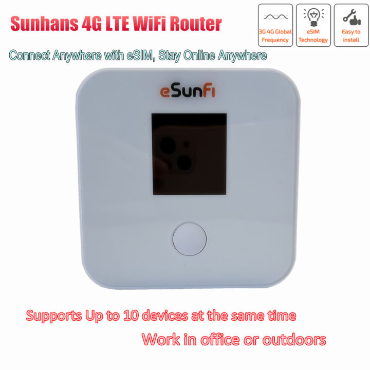 eSunFi eSIM Mobile WiFi Hotspot Sunhans Pocket mini 4G LTE Router for Global Travel Business,Support 200+ Country,10 Connected