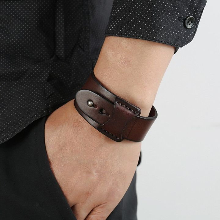 Modyle%20Punk%20Vintage%20Men%20Genuine%20Leather%20Bracelets%20Wide%20Black%20Brown%20Cuff%20Wrap%20Bracelets%20Bangles%20for%20Women%20Men%20Jewelry%20Gifts%20-%20Image%202