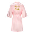 Team Bride Maid of Honor Gold Letter Print Kimono Faux Silk Women Wedding Preparewear Bridal Party Bridesmaid Robes.