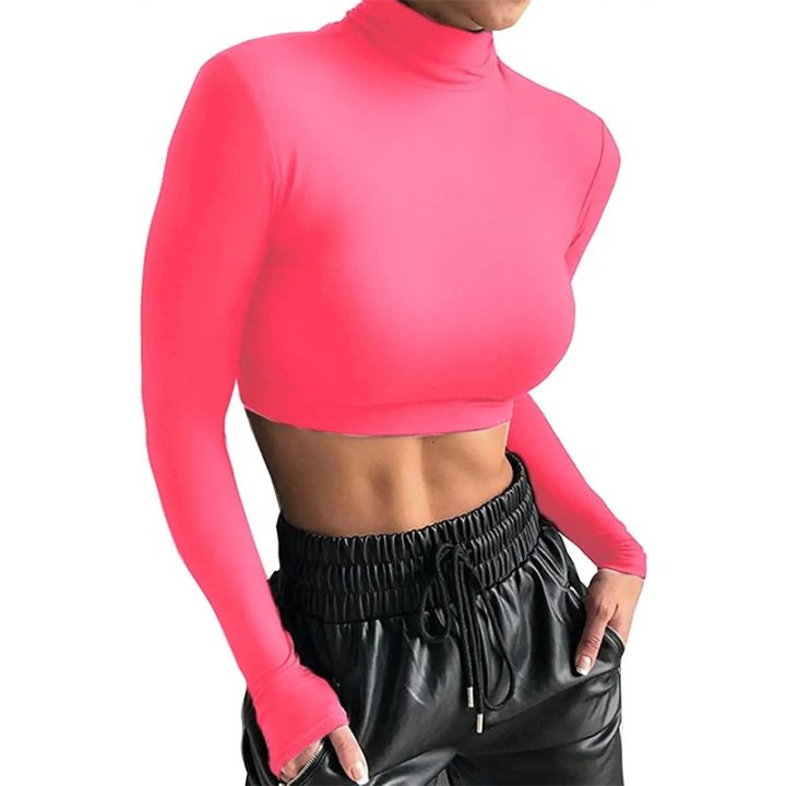 Women's%20Long%20Sleeve%20Turtleneck%20Crop%20Tops%20Fitted%20Basic%20T%20Shirt%202022%20Autumn%20Black%20Tee%20Women%20Streetwear%20Neon%20Green%20Tops%20PR655G%20-%20Image%206