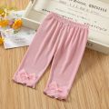 GC Toddlers Leggings Kids Girls Cropped Pants Solid Color Elastic Waist Belt Summer Outerwear Bottoms Pants. 