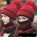 3 in1 Women's Cold Weather Sets Womens Winter Scarf Set with Filter, Hat Cap. 