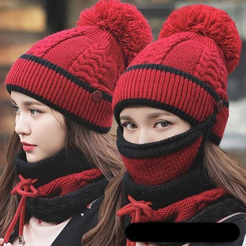 3 in1 Women's Cold Weather Sets Womens Winter Scarf Set with Filter, Hat Cap