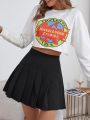 High Waist Solid Pleated Mini Skirt for Women Summer Spring Korean Preppy Style Fashion Cute A-line Skirts Y2K Skort Clothes. 