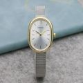 Women Quartz Watch Luxury Oval Shaped Fashion Mini Case Small Roman Numeral Dial Female Full Metal Band Watches Niche Wristwatch.