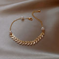 Trendy Fashionable Pearl Leaf Chain Golden Bracelets for Girls Charm Jewelry - Bracelet for Women Simple Fashion New Collection. 