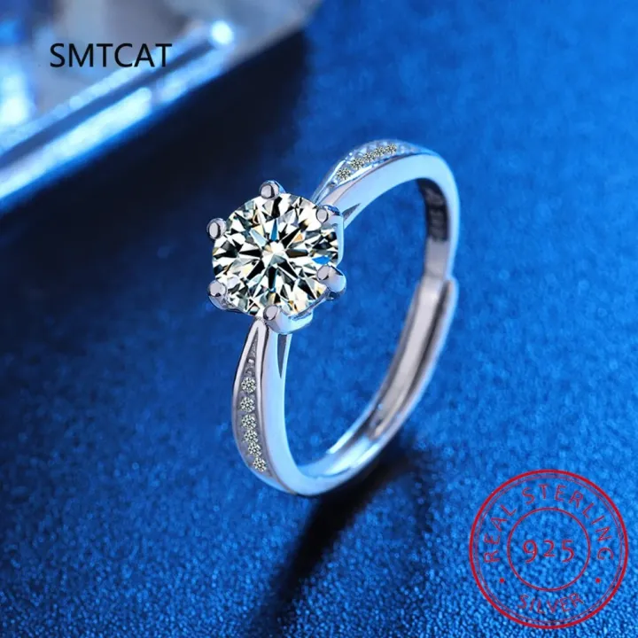 Real%203%20Carat%20Moissanite%20Wedding%20Ring%20for%20Women%20925%20Sterling%20Silver%20Round%20Brilliant%20Diamond%20Solitaire%20Engagement%20Rings%20Gift%20-%20Image%202