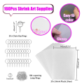 160Pcs Shrink Plastic Sheets Kit,7.9 X 5.7 Inch Shrink Paper Sheets and Keychains Making Accessories for Kids DIY Craft.