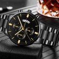 GENEVA Brand Men Quartz Watch Men's Waterproof Steel Band Calendar Business Wacthes for Men Gift Relo. 