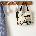 Sanrio Cartoon Canvas Bag Pochacco Kuromi Portable Handbag Kawaii Melody Large Capacity Women Shopping Bags Storage Bag. 