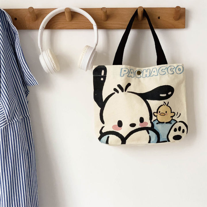 Sanrio%20Cartoon%20Canvas%20Bag%20Pochacco%20Kuromi%20Portable%20Handbag%20Kawaii%20Melody%20Large%20Capacity%20Women%20Shopping%20Bags%20Storage%20Bag%20-%20Image%205