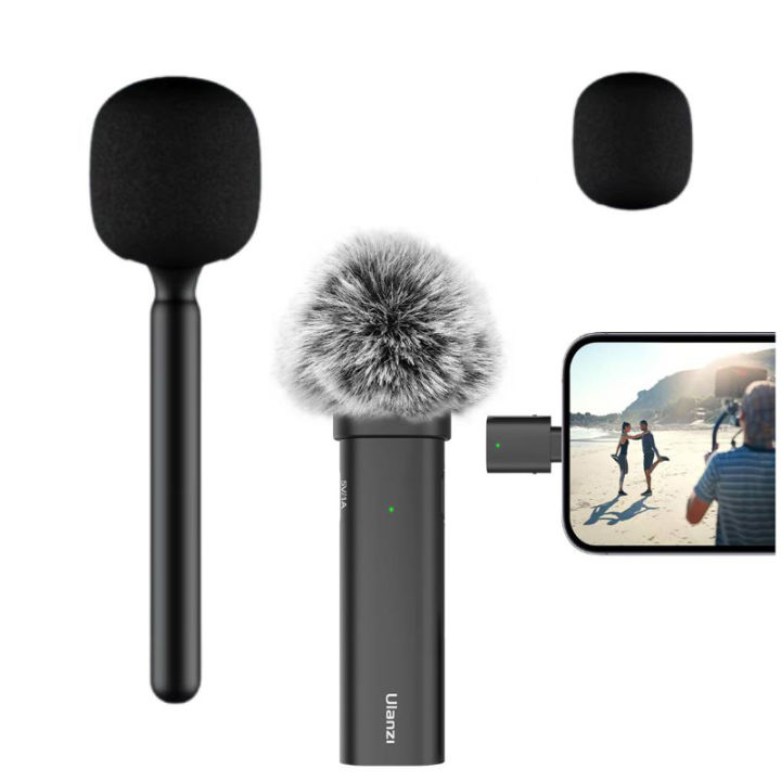 ULANZI WM-10 Wireless Lavalier Microphone, 2.4GHz Mini Lapel Mic, 10M Transmission for Video Recording, Vlogging, Interview Handheld Wireless Microphone Handle Grip Stick Plug and Play Handle Adaptor for MIH Bee Street Interview Wireless Microphone