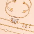 New Golden Pearl Crystal Butterfly Bracelet Set For Women - Bracelet For Women - Bracelet For Women - Bracelet For Women. 