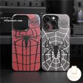 MissConnie Casetify Cool Trendy Brand MARVEL Spider Man Couples Phone Case Compatible for IPhone 15 11 14 12 13 Pro Max 14 15 Plus X XR XS Max Shockproof Plating Metal Soft Silicone Cover. 