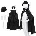 5Pcs Kids Magician Role Play Costume Outfit Cape Hat Magic Wand Gloves Necktie Set for Halloween Cosplay Fancy Party Dress Up. 