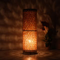 Eco Friendly Bamboo Made Round Shaped Table Lamp Shaded. 