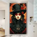 New Diy Diamond Arts Hatted Woman Painting Cross Stitch Large Size Mosaic Embroidery Girl Flowers Picture Wall Decor AA4872. 