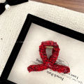 Korean Style round Gold Label New Year Red Knitted Cloth Hairpin Sweet Back Head Grip All-Match Hair Accessories. 
