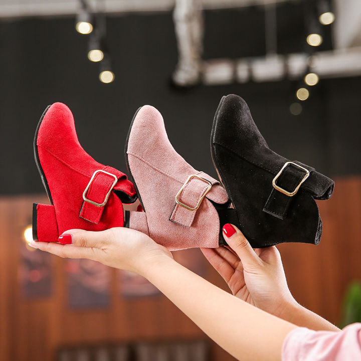 Girls' shoes autumn and winter small high heels new korean version