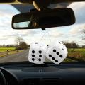 1 Pair Fuzzy Dice Dots Rear View Mirror Hanger Decoration Car Styling Accessories. 