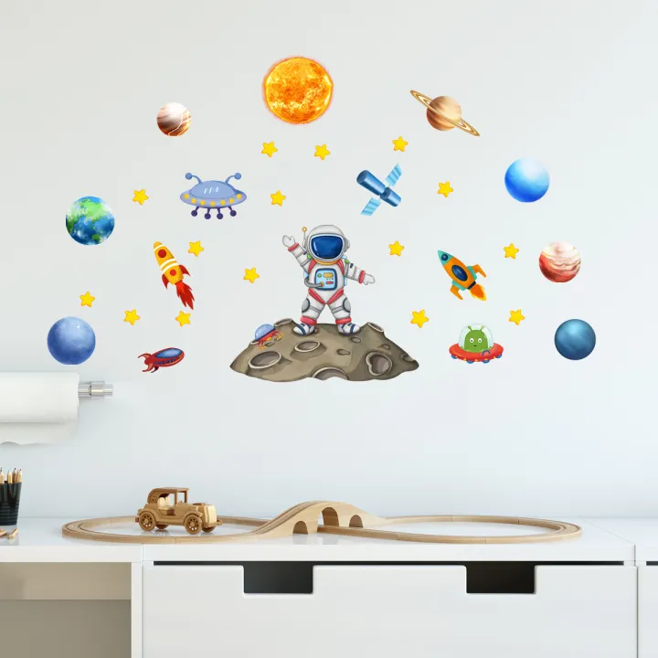Cartoon%20Space%20Astronaut%20Wall%20Stickers%20Creative%20Home%20Wall%20Decor%20Self-adhesive%20Kids%20Room%20Decoration%20Bedroom%20Background%20Wall%20Decor%20-%20Image%204