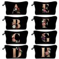 26 Initials Flower Cosmetic Bag A-Z Letter Makeup Bags Women Travel Bridesmaid Ladies Portable Cosmetic Case Girls Beauty Bags. 