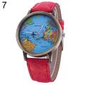 Mini World Fashion Quartz Watch Men Unisex Map Airplane Travel The World Women Leather Dress Wrist Watch Clock Fashion.