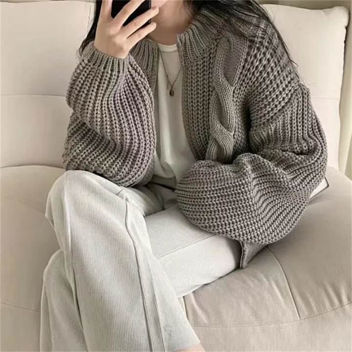 Retro%20Lazy%20Style%20Twist%20Zipper%20Thick%20Thread%20Knitted%20Cardigan%20for%20Women%202022%20Autumn%20and%20Winter%20New%20Korean%20Style%20Loose%20Sweater%20Coat%20-%20Image%203