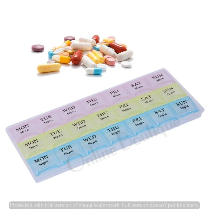 7 Days Medicine Kit Box Organizer With 28 Grids Week Day Medicine Box ...