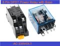 AC 220 Volt Flat 8 Pin DPDT Electromagnetic Power Relay with Base. 