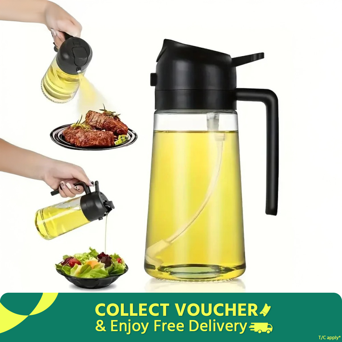 2in1 Oil Sprayer Glass Bottle