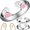 2Pcs Cute Cat Rings for Women Girls Adjustable Cat Ears Paw Animal Finger Ring Couple Cartoon Little Cat Kitten Pet Gift Jewelry. 