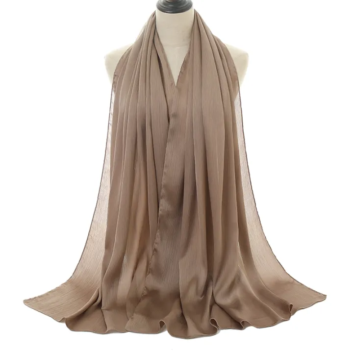 Imported%20plain%20Satin%20Silk%20Chiffon%20Crinkle%20Hijab/%20Scarf%20-%20Image%202