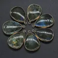 Drop-shaped Flash Labradorite Pendant Charms For DIY Necklace Handiwork Sewing Craft Jewelry Accessory Making. 