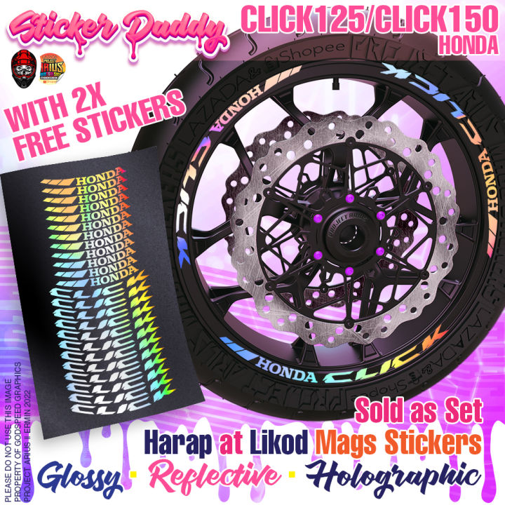 [SD] Holographic Mags Sticker for Honda Click [With Free Stickers]