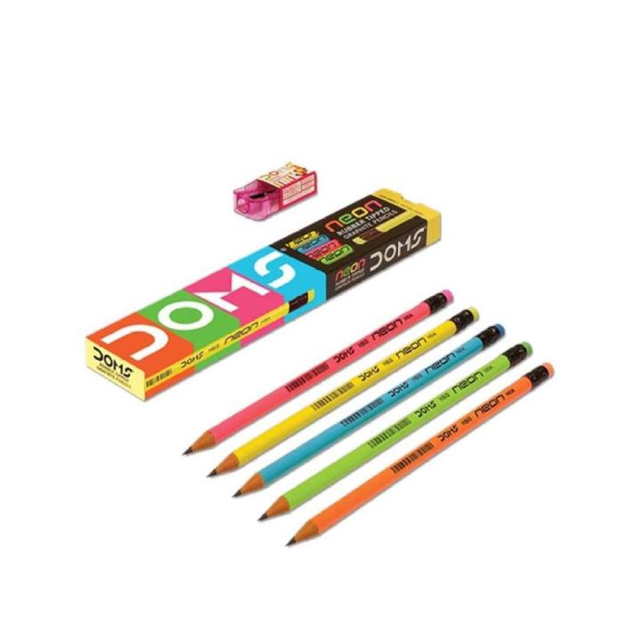 Neon Pencils with Eraser and Sharpener - 10pcs (Pack of One)