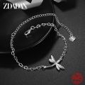 ZDADAN 925 Sterling Silver Dragonfly Adjustable Chain Anklet For Women Fashion Jewelry.