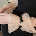 YAENHEY French Elegant Party Night Woman Mini Dress Patchwork Mesh Puff Sleeve Bow Sweet Girls Black Short Dresses Women Clothes Vestido. 
