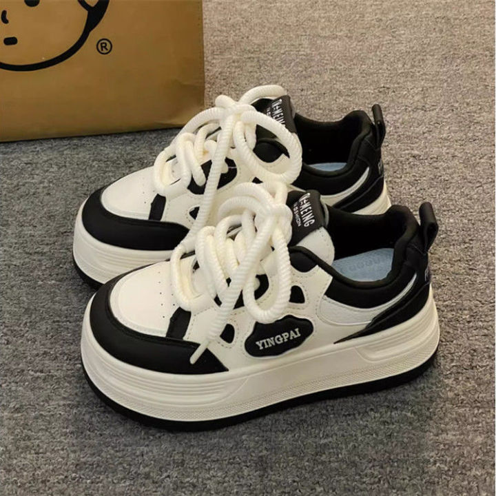 Good-looking Niche Platform White Shoes Female 2024 Spring and Summer New Height Increasing Casual All-Matching round Toe Bread Board Shoes