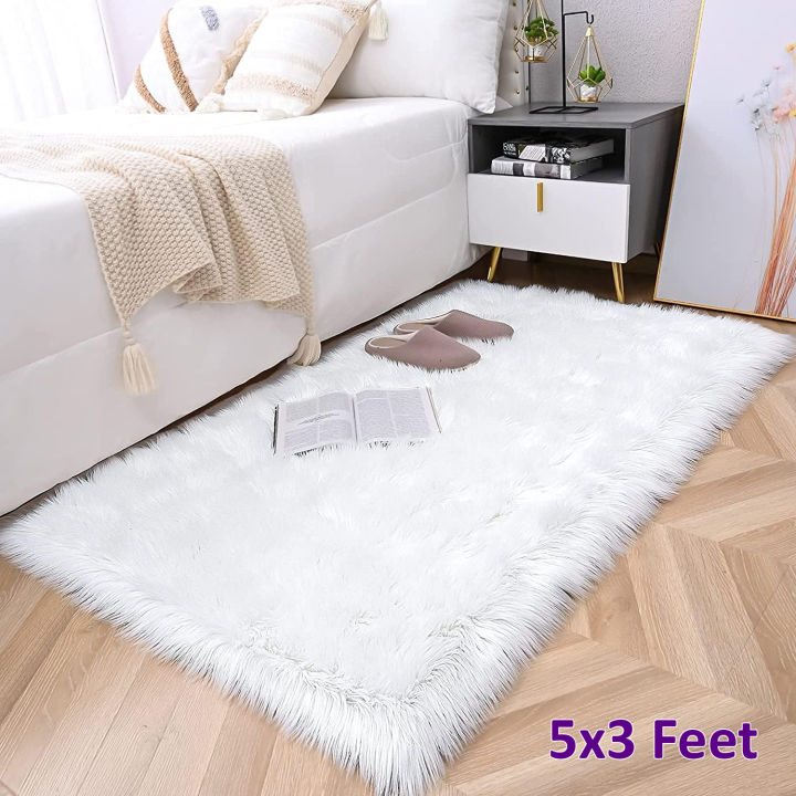 Soft Fur Carpet Fluffy Rugs, Hairy Fur Rugs Washable Faux Fur Rug For Kids Bedroom Home Decoration Sofas Cushions Mat Soft Carpet Sheepskin Rug