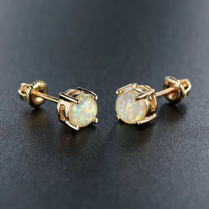 6mm%20Cute%20Round%20Fire%20Opal%20Stud%20Earrings%20for%20Women%20Gold%20Color%20Classic%204%20Claws%20Helix%20Screwing%20Girls'%20Earrings%20Birthstone%20Jewelry%20-%20Image%204