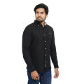 Black Solid Casual Shirt. 