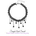 Necklace For Girls Choker Necklace Women Fashion Jewelry CN-01B Simple And Smart Black Lace Necklace With Hanging Beads.