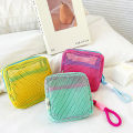 1 Pcs Travel Portable Mesh Makeup Storage Bag Mini Square Travel Toiletry Gadget, Power bank, Mobile Pouch and Coin Purse with Wristlet Strap for Women. 