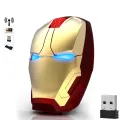 Mute Mouse 2.4Ghz Super Hero Computer Mouse Iron Man Wireless Mouse Led Battery Powered Optical Gaming Mice with Nano USB Receiver 1600DPI Silent Mouse for Notebook, PC, Laptop. 