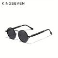 KINGSEVEN, Gothic Steampunk Round Metal Frame Polarized Sunglasses, With Spring Bridge & Temples, For Men Women Outdoor Sports Party Vacation Travel Driving Fishing Supplies Photo Props.