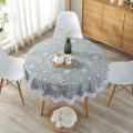 Waterproof Tablecloth-1 * round tablecloth-Light gray & white. 