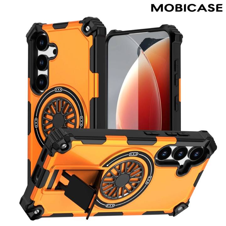 MOBICASE S6 For Samsung Galaxy A36 5G Back Cover Armor Matte Magnetic Shockproof Stand Holder Case Luxury and Cool Magnetic Wireless Charger Case With KickStand Same Color