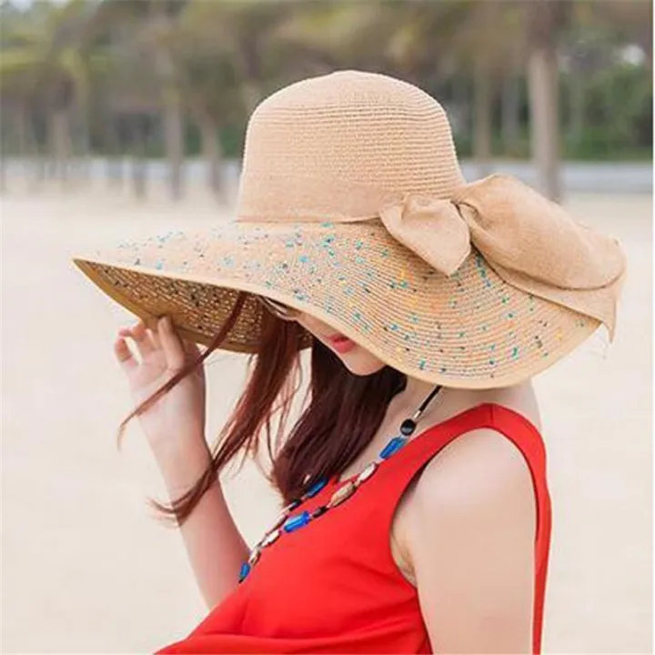 Women%20Colorful%20Big%20Brim%20Straw%20Bow%20Hat%20Sun%20Floppy%20Wide%20Brim%20Hats%20Beach%20Cap%20-%20Image%205